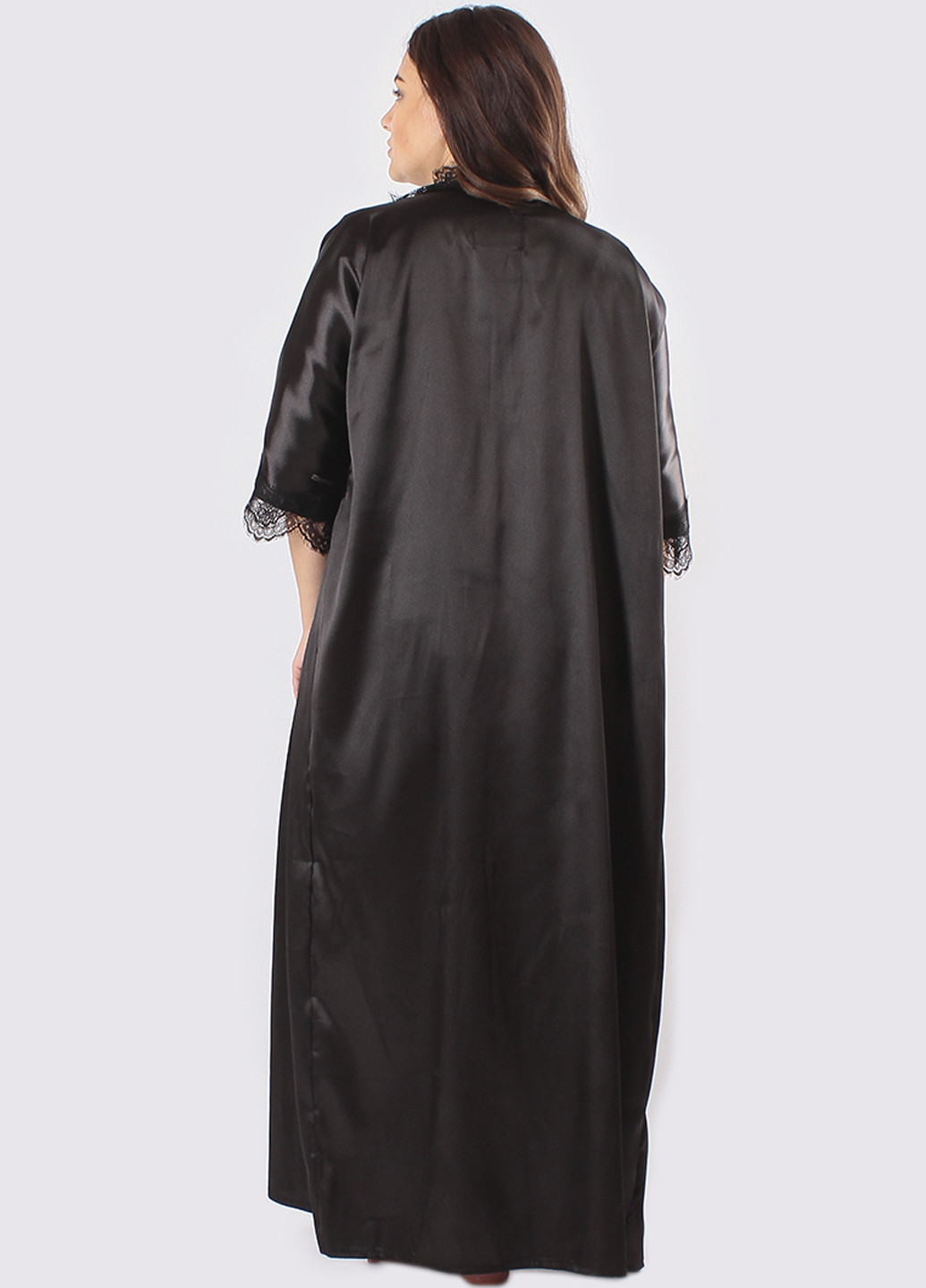 Черный демисезонный комплект (топ, шорты, халат) Ghazel