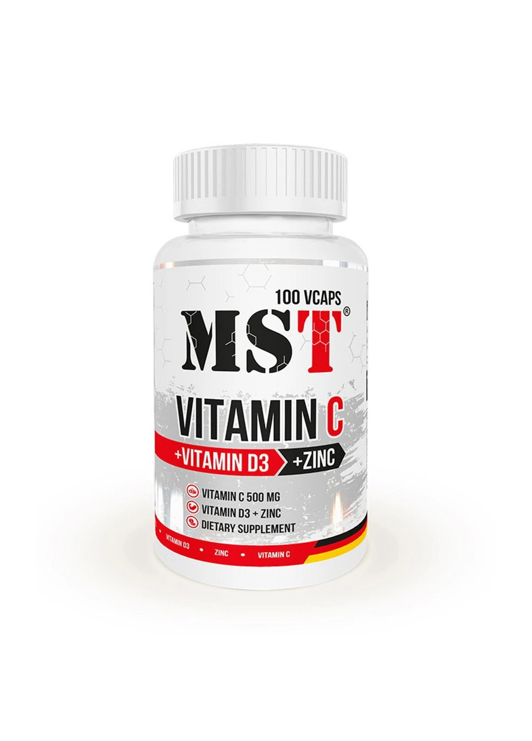 Комплекс витаминов Vitamin C 500 mg + Vitamin D3 + Zinc 100 капсул MST (255409888)