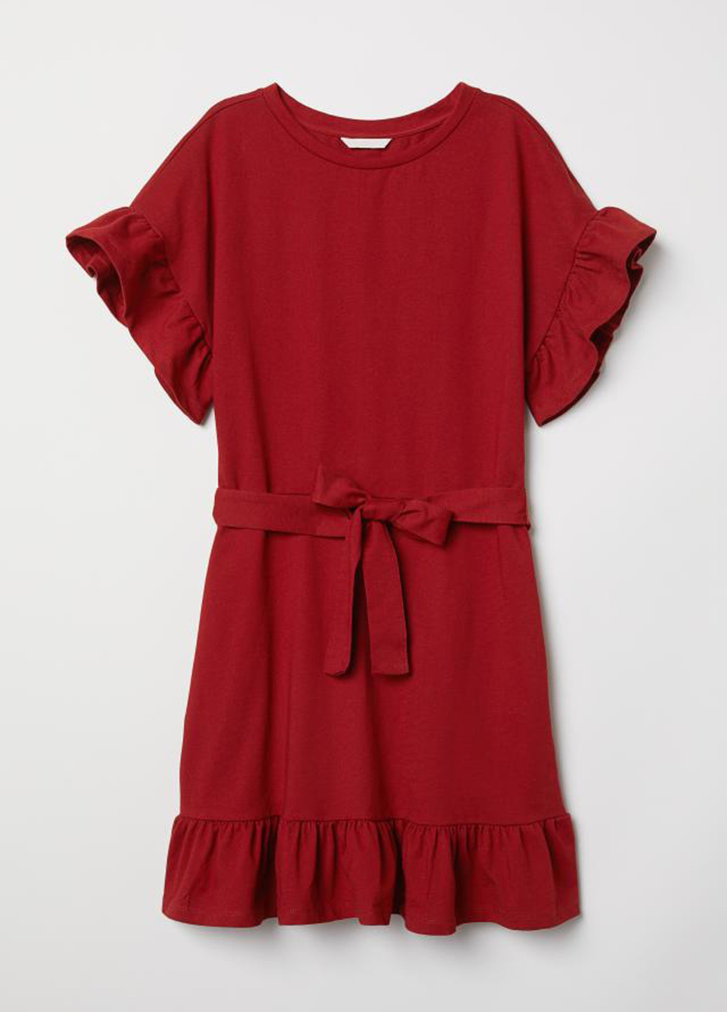 Бордовое кэжуал платье а-силуэт H&M однотонное