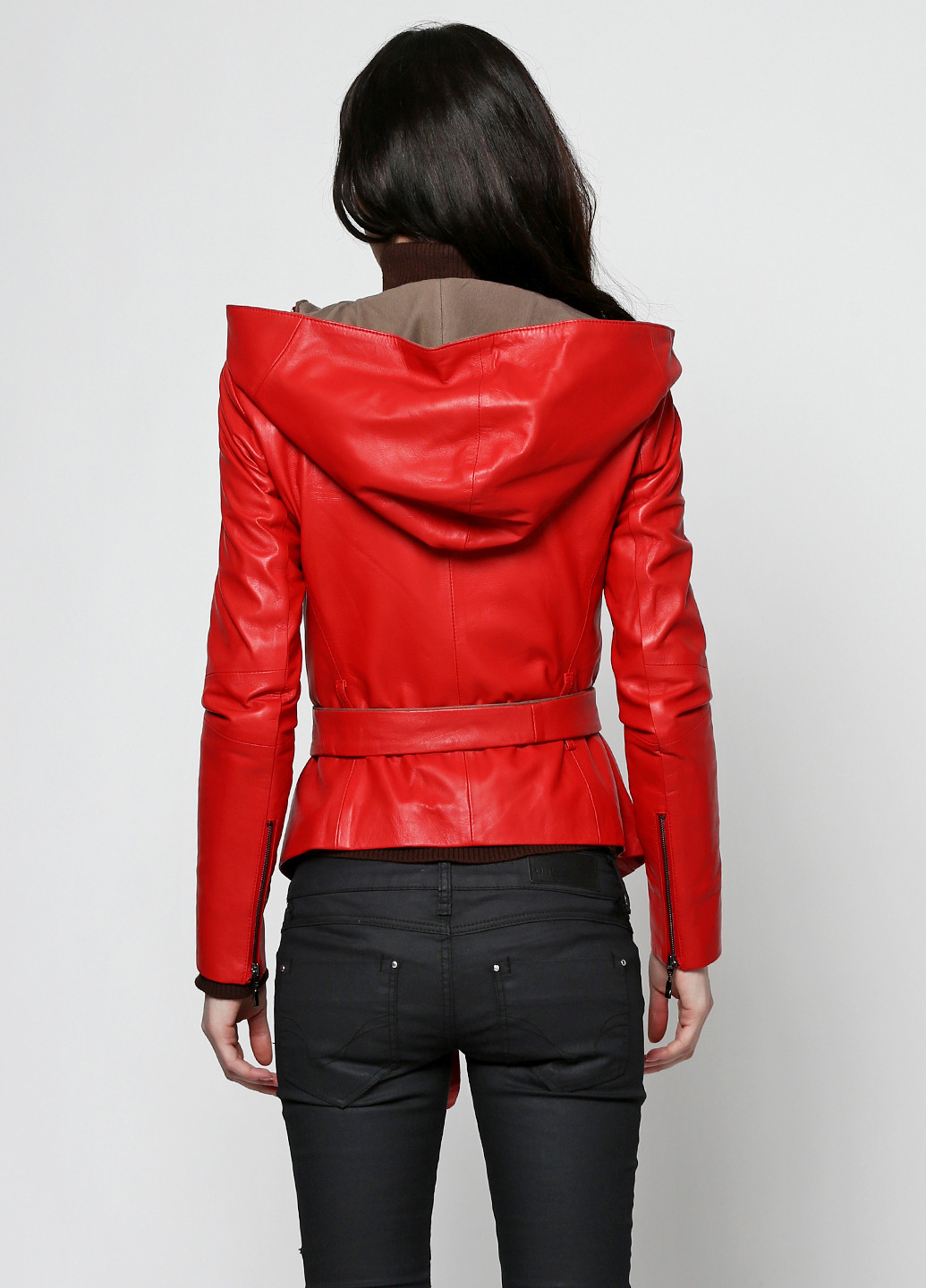 Красная демисезонная куртка кожаная Miletos
