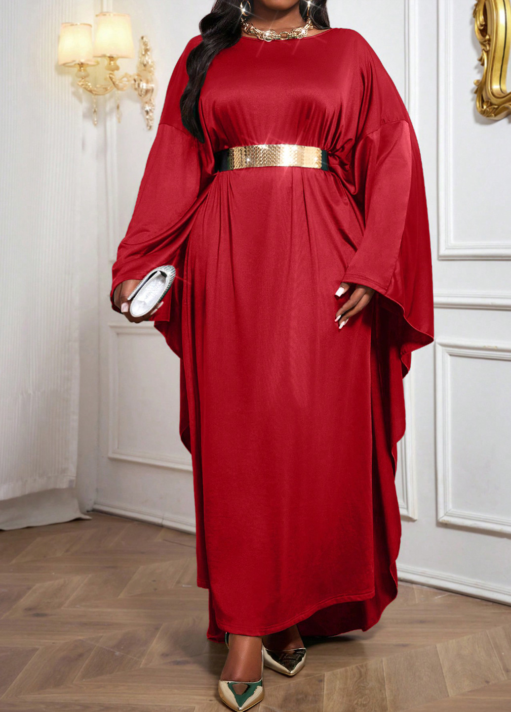 Червона вечірня сукня SHEIN однотонна