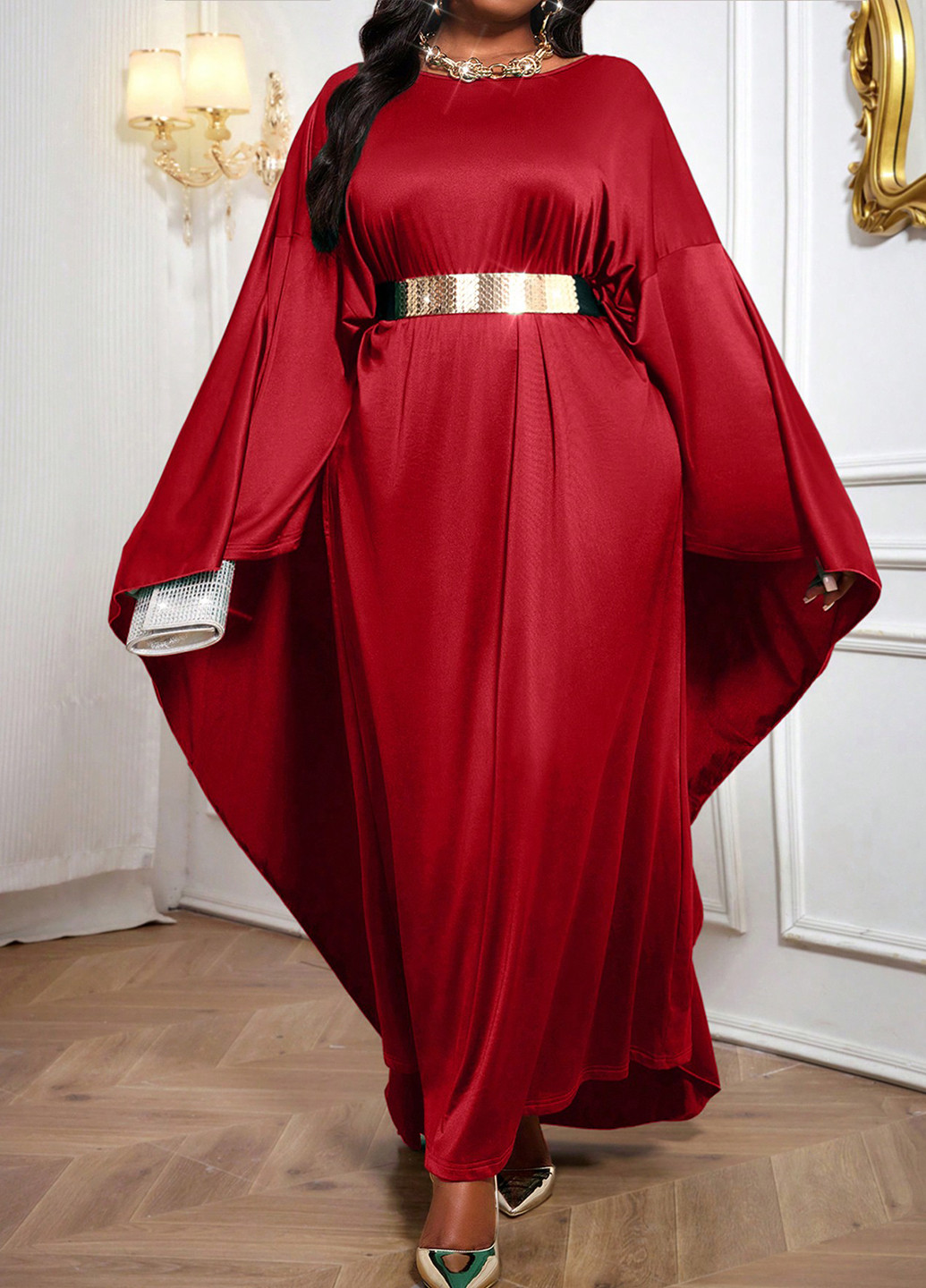 Червона вечірня сукня SHEIN однотонна