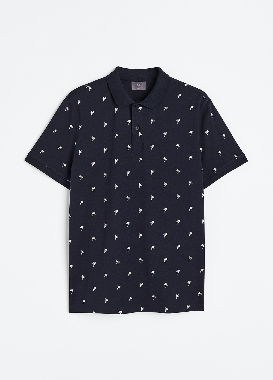 Темно-синяя футболка-поло для мужчин H&M с рисунком