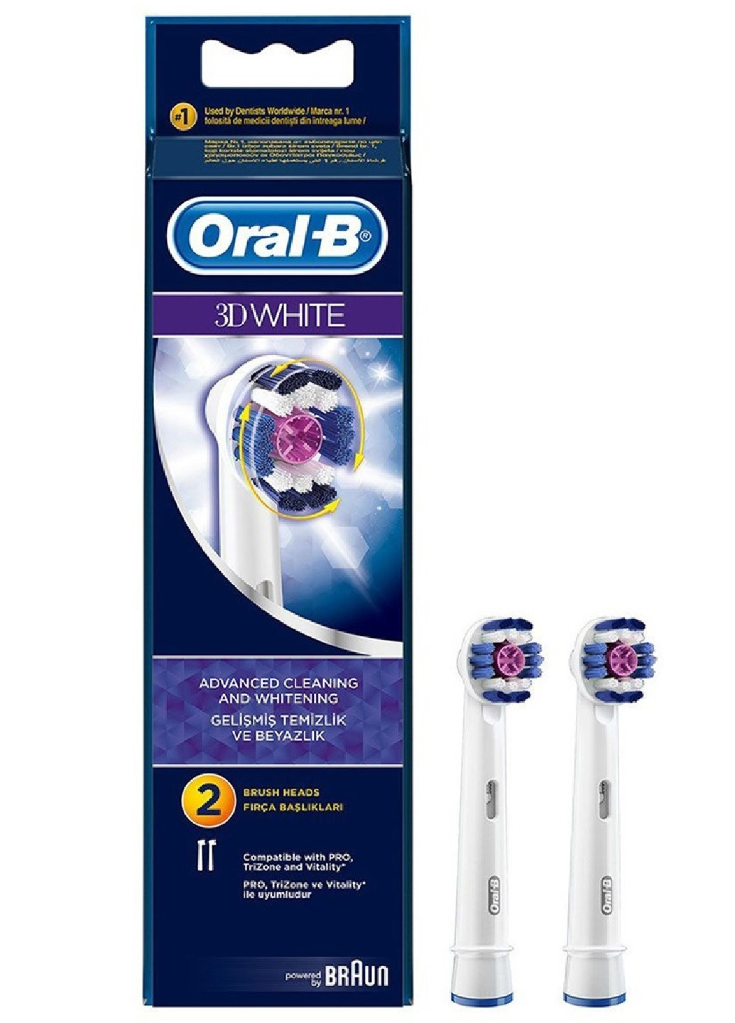 Насадки для електричної зубної щітки Braun 3D White 2 шт Oral-B (253115050)