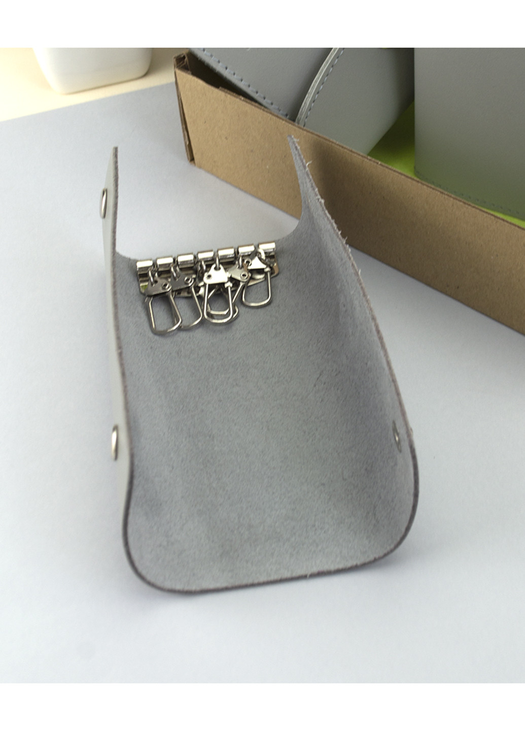 Подарунковий набір жіночий №54 (сірий) гаманець + ключниця + обкладинка на паспорт HandyCover (229209312)