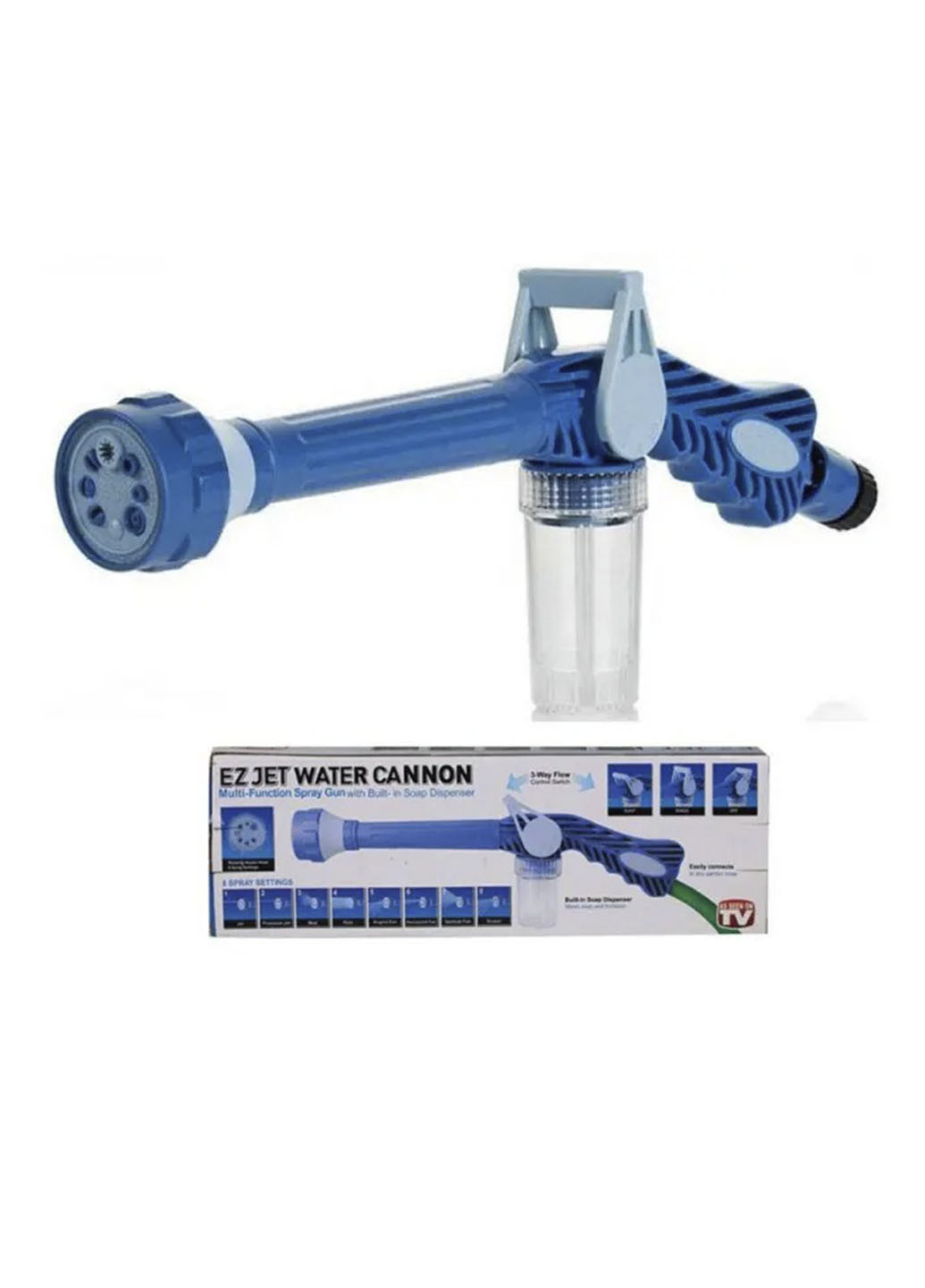 Распылитель воды универсальный Ez Jet Water Cannon, насадка на шланг водомет с отсеком для моющих средств Good Idea (252636046)