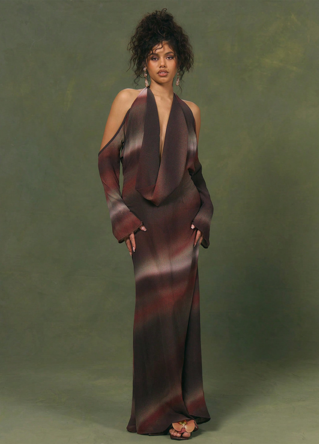 Комбінована вечірня сукня годе, з відкритою спиною SHEIN з градієнтом