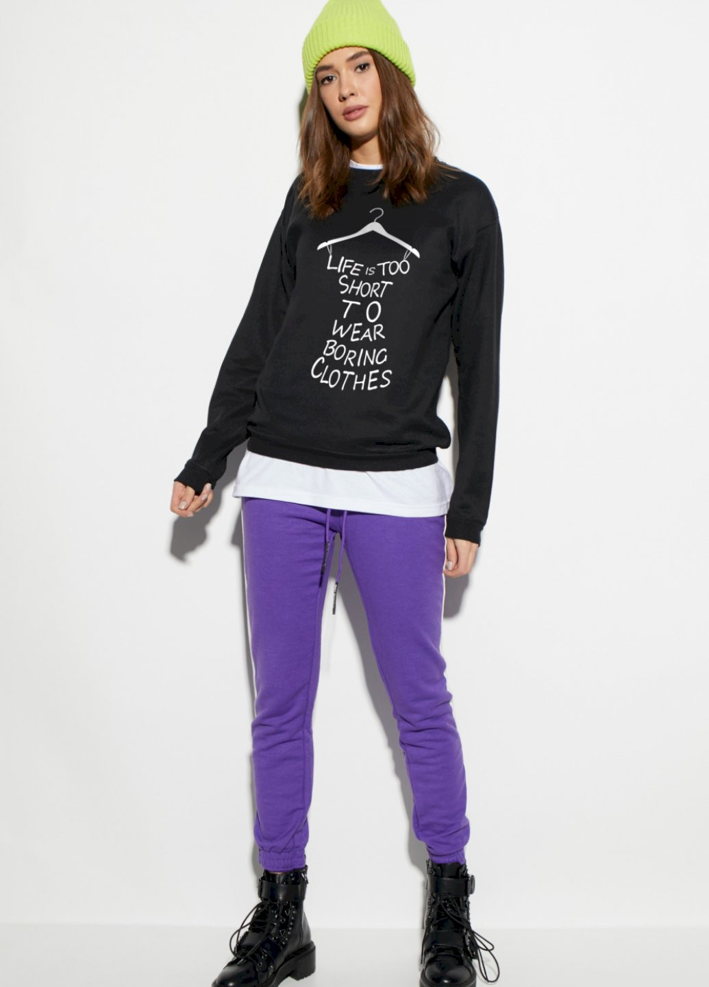 Чорний світшот basic YAPPI (201486874)