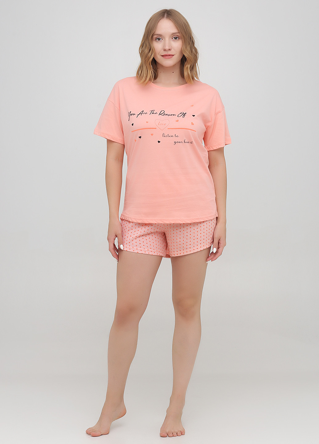 Персиковий демісезонний комплект (футболка, шорти) ARCAN