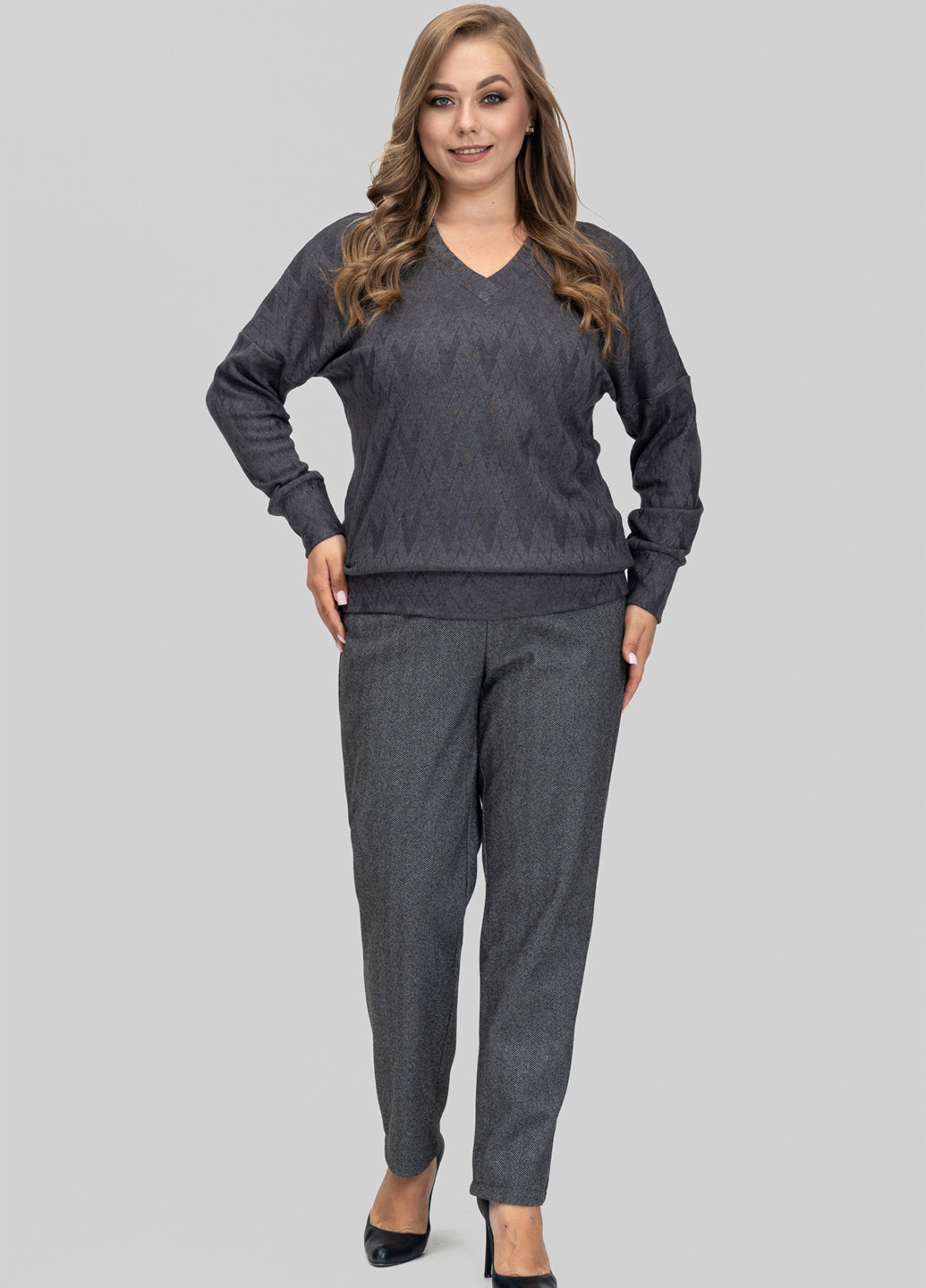 Графитовый демисезонный пуловер пуловер A'll Posa