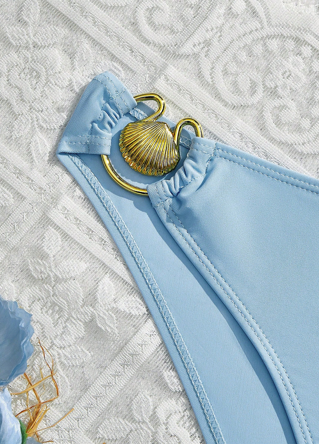 Голубой летний купальник (лиф, трусики) бандо, раздельный SHEIN