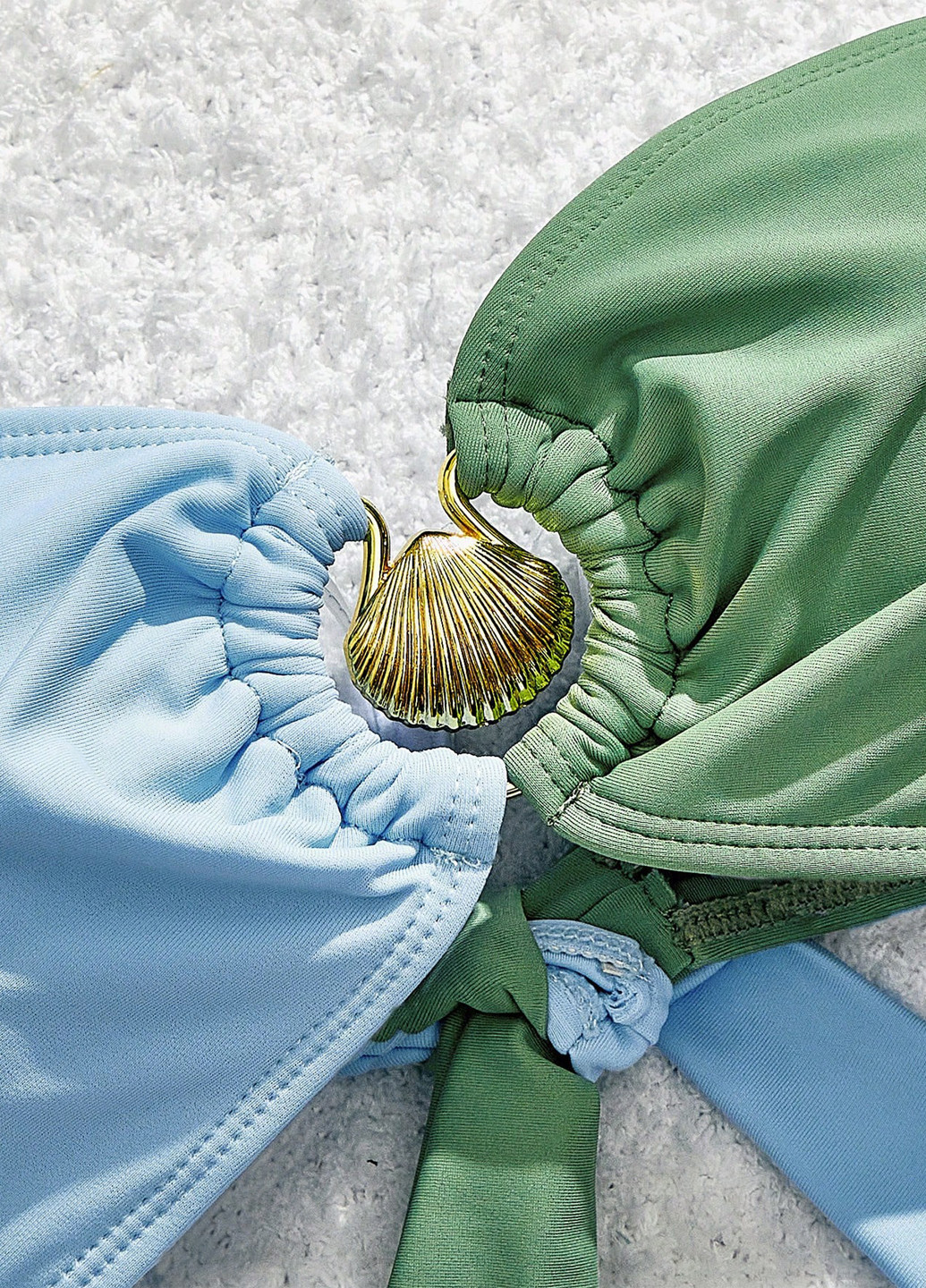 Голубой летний купальник (лиф, трусики) бандо, раздельный SHEIN