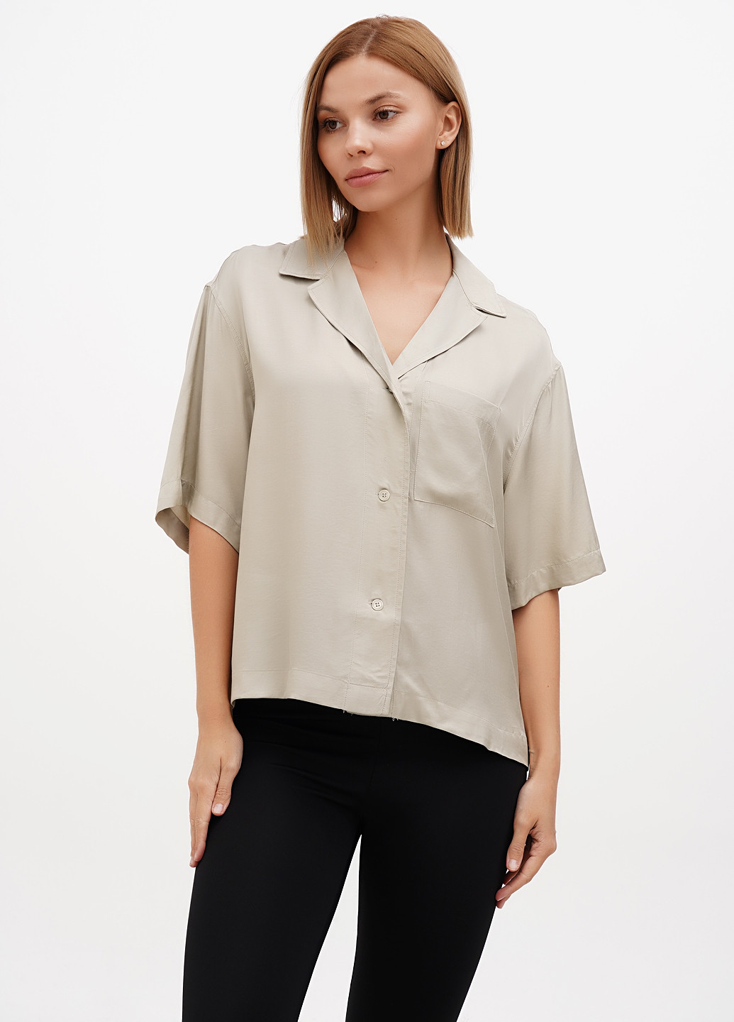 Фисташковая кэжуал рубашка однотонная H&M