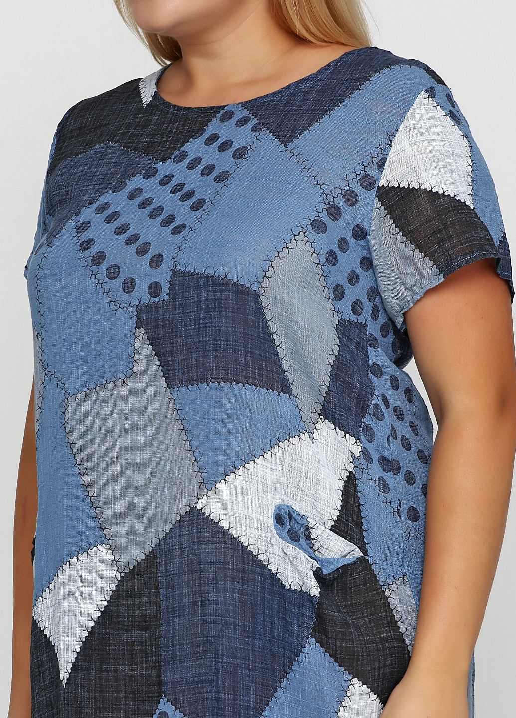 Джинсовое кэжуал платье а-силуэт New Colection с геометрическим узором