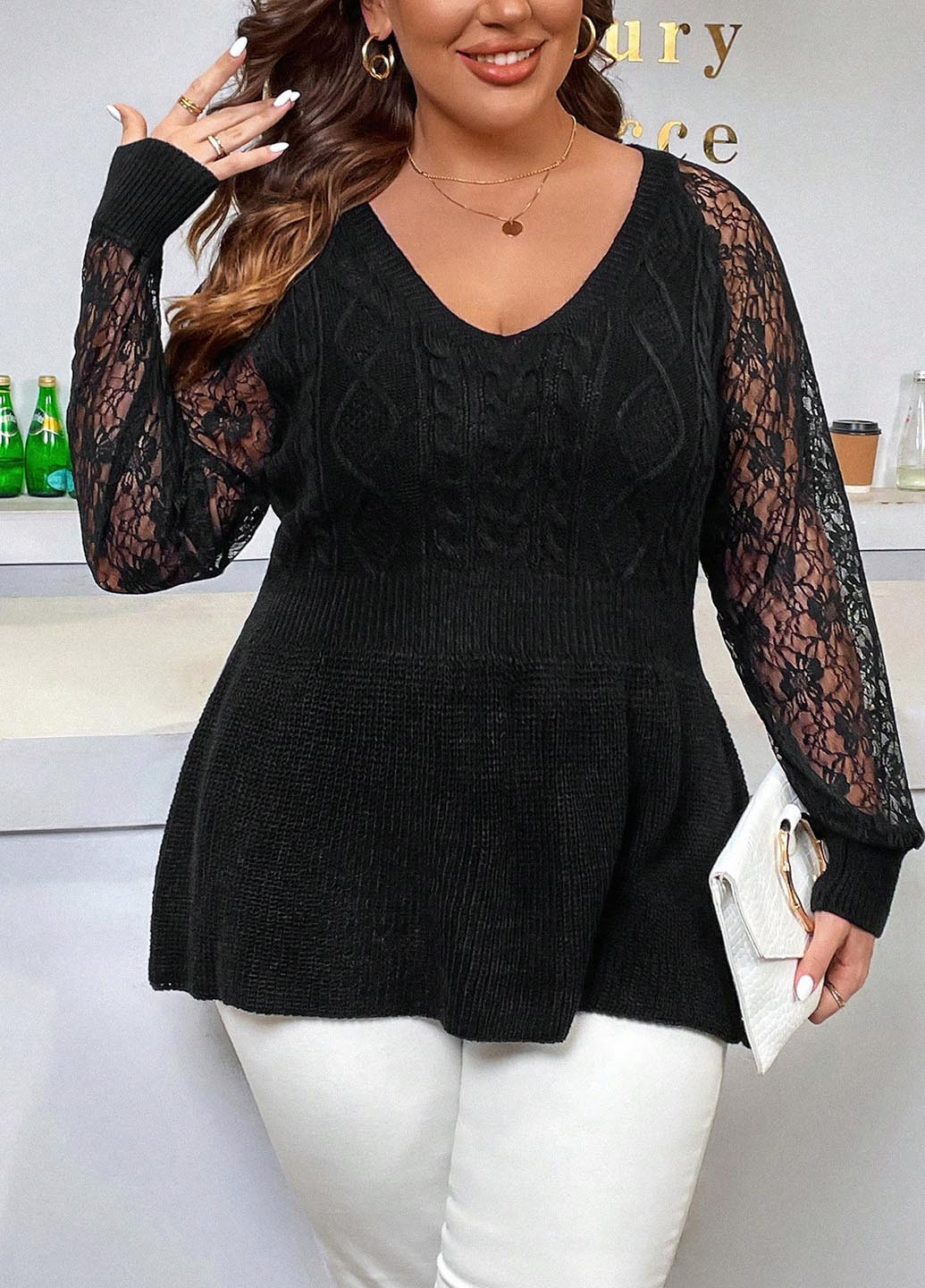 Чорний демісезонний пуловер пуловер SHEIN