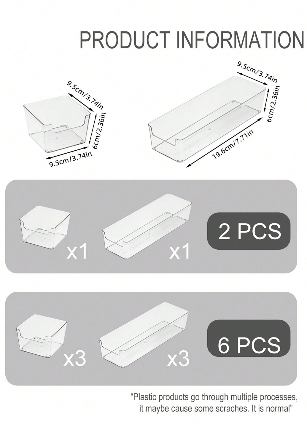 Органайзер, 9.5х6х9.5 (3 шт.), 9.5х6х19.6 (3 шт.) SHEIN (331623750)