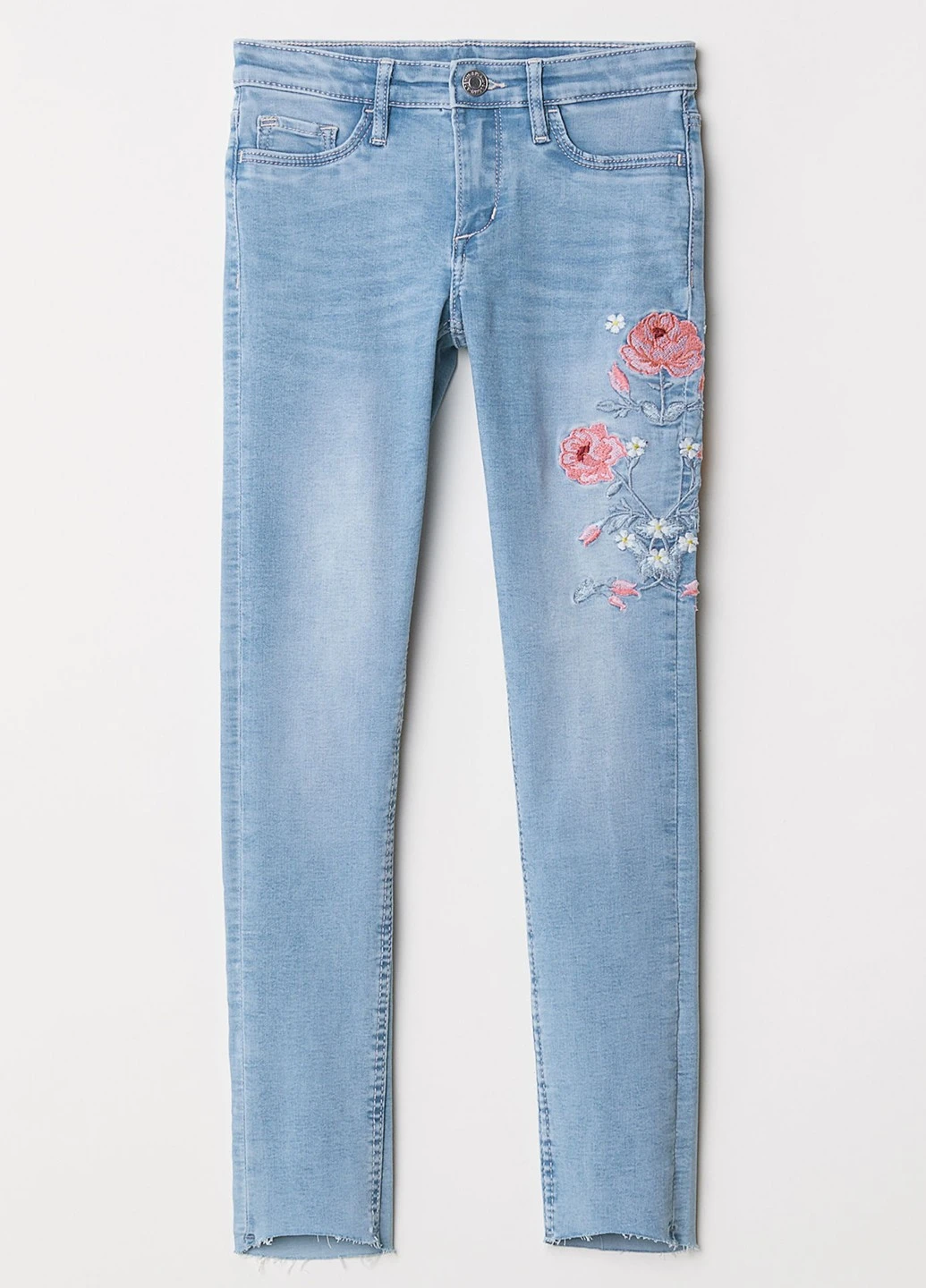 Голубые демисезонные зауженные джинсы H&M