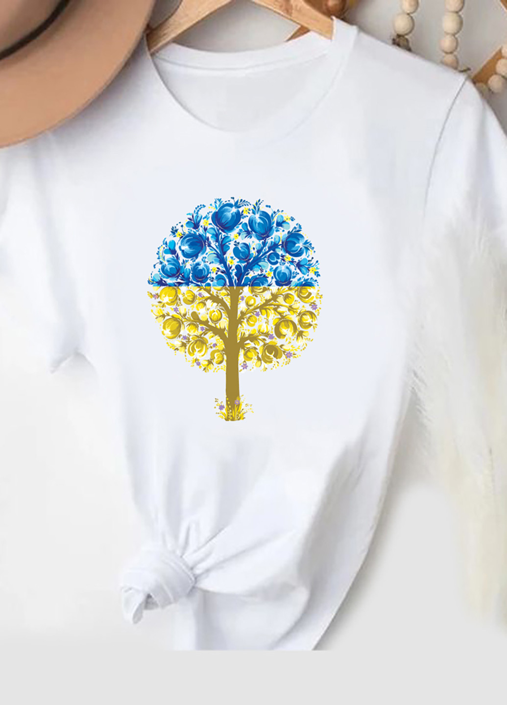Белая демисезон футболка женская белая дерево життя ua Love&Live