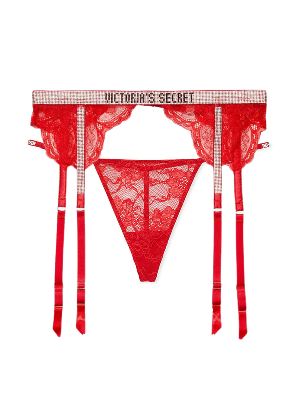 Червоний демісезонний комплект (пояс для панчох, трусики) Victoria's Secret