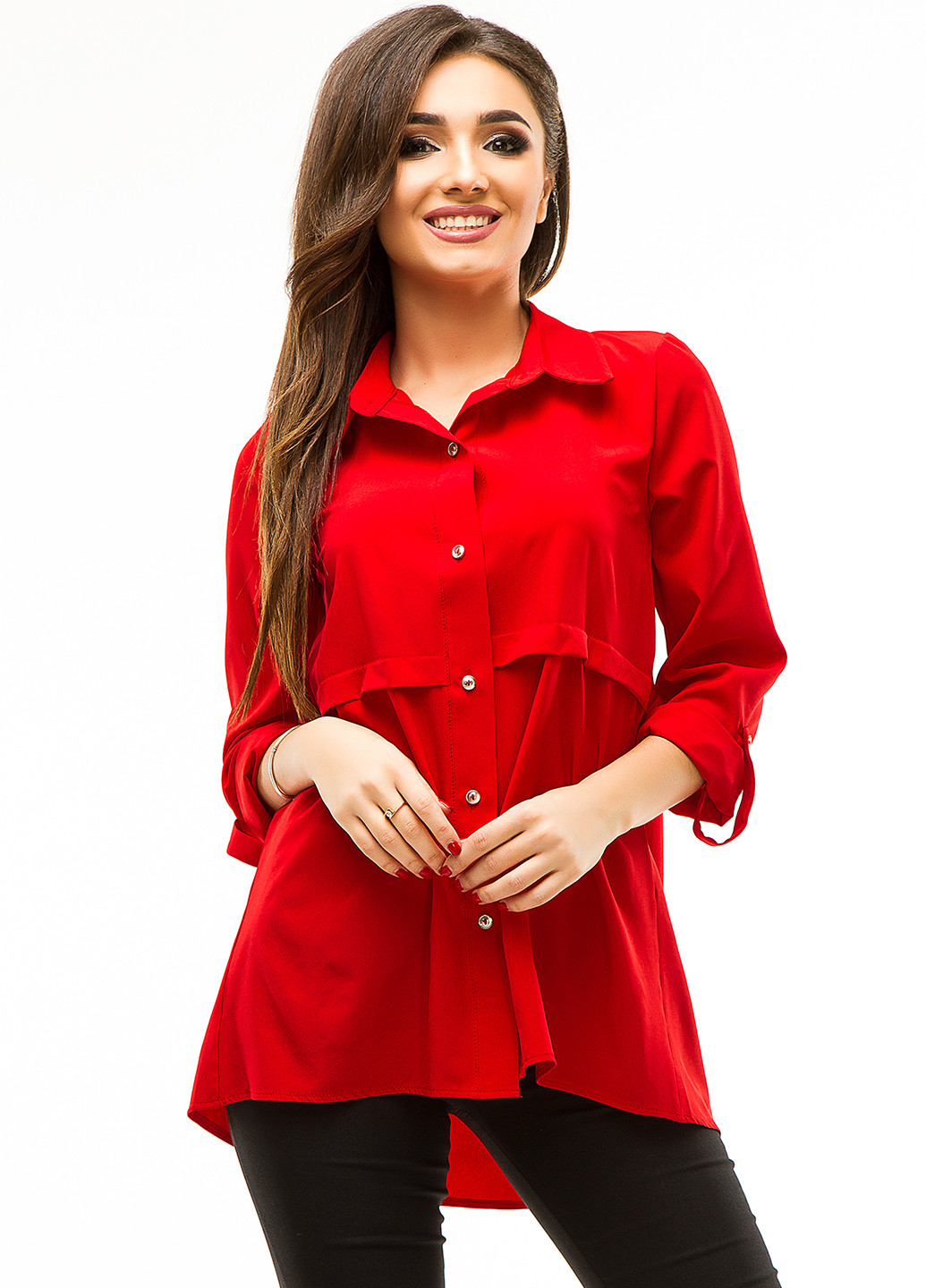Красная кэжуал рубашка однотонная Lady Style