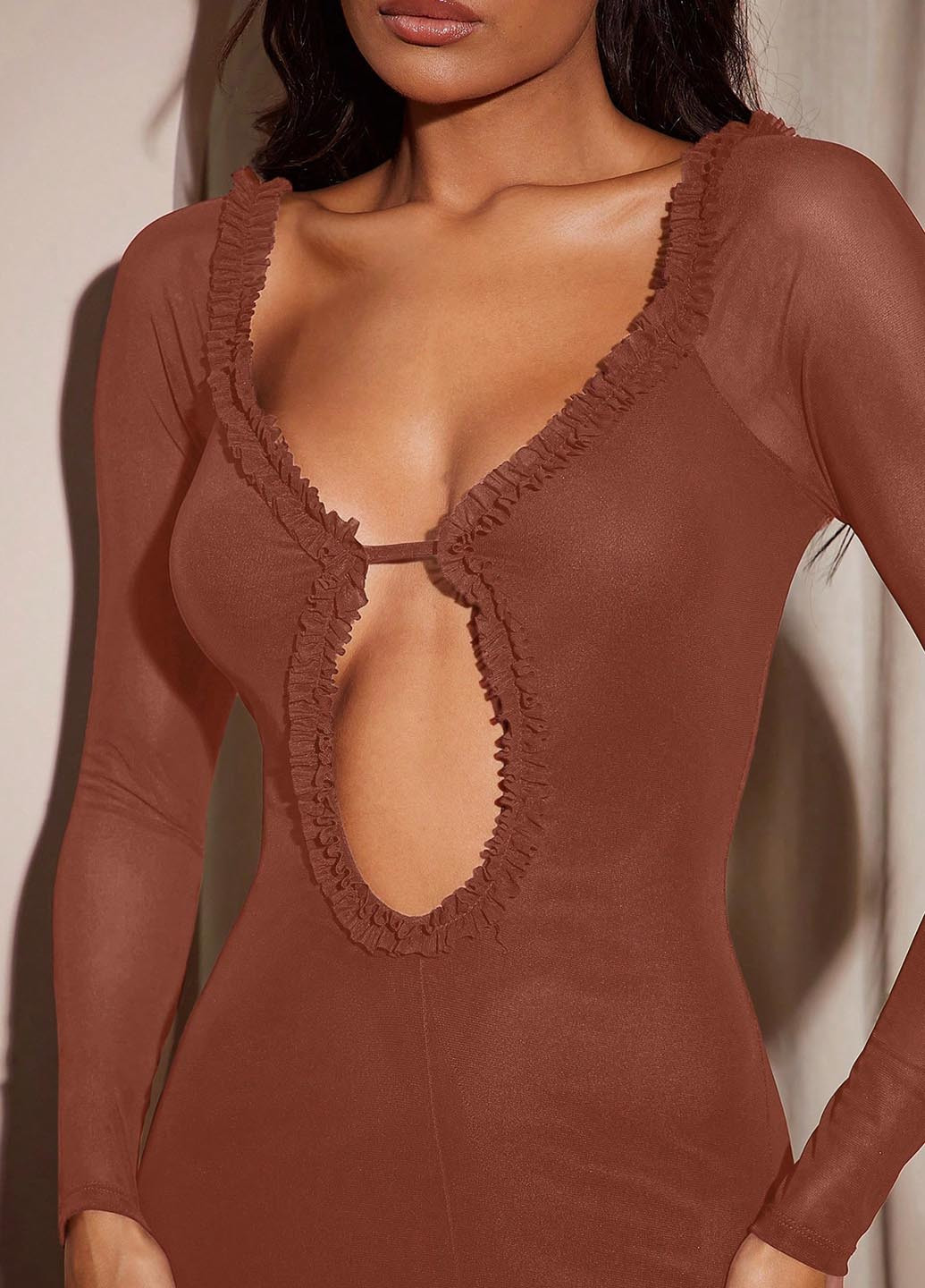 Коричнева вечірня сукня SHEIN однотонна