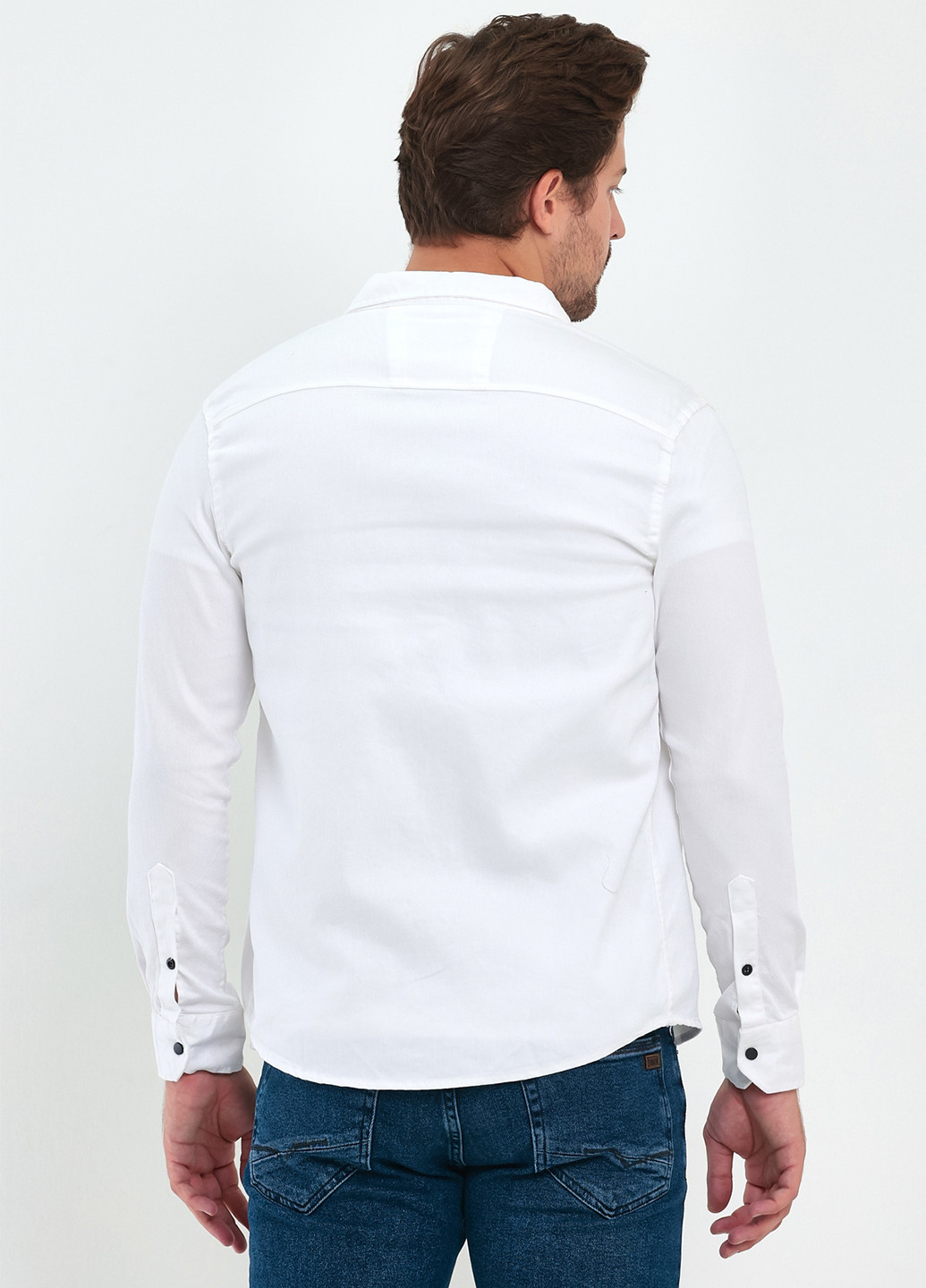 Белая джинсовая рубашка однотонная Trend Collection