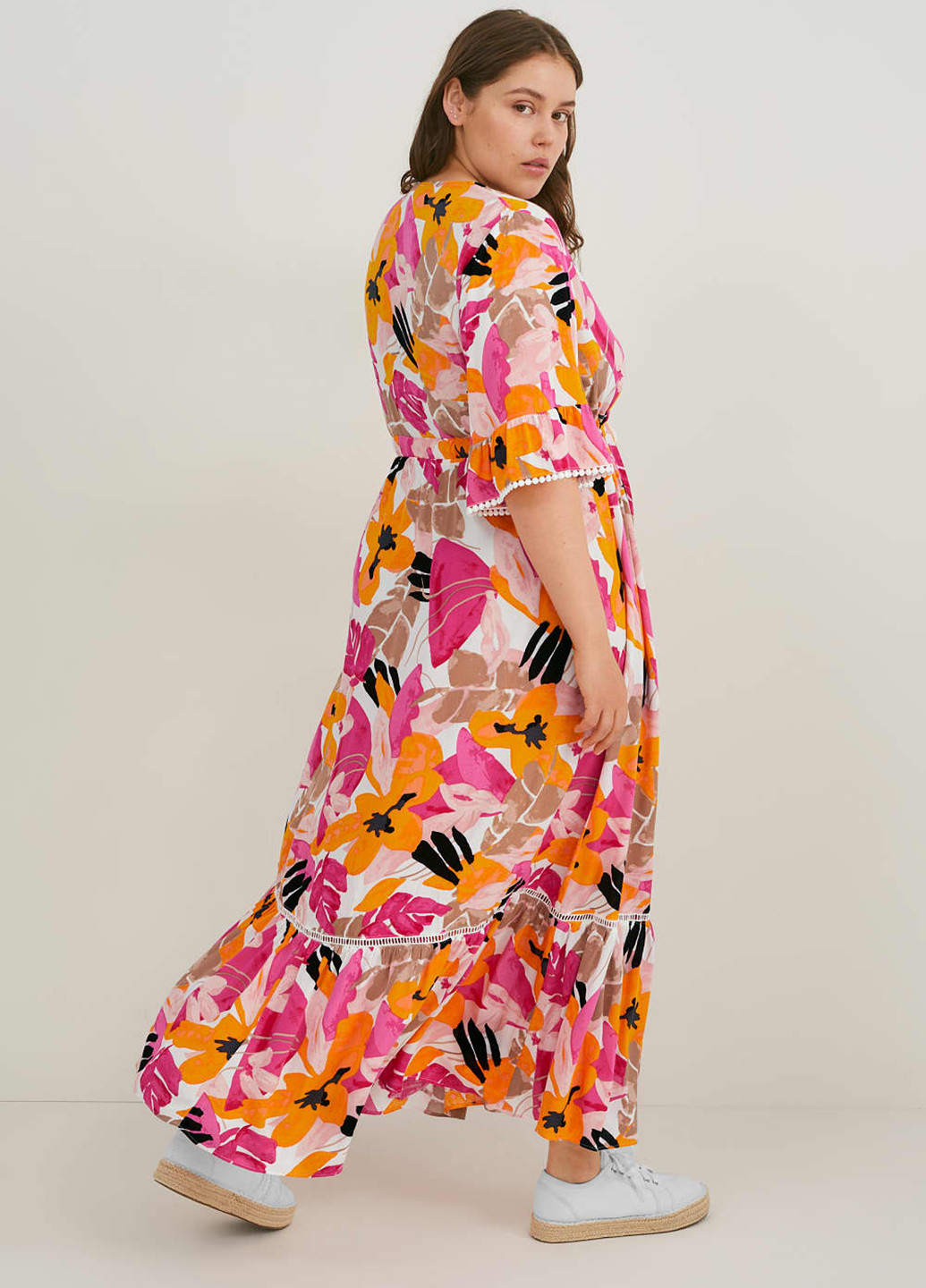 Комбинированное кэжуал платье а-силуэт C&A с цветочным принтом