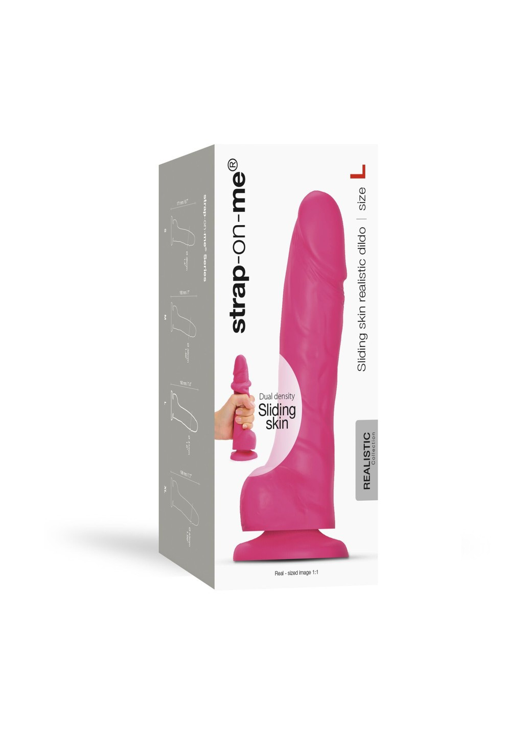 Реалистичный фаллоимитатор Sliding Skin Realistic Dildo Fuchsia - L, эффект подвижной ко Strap-On-Me (254885411)
