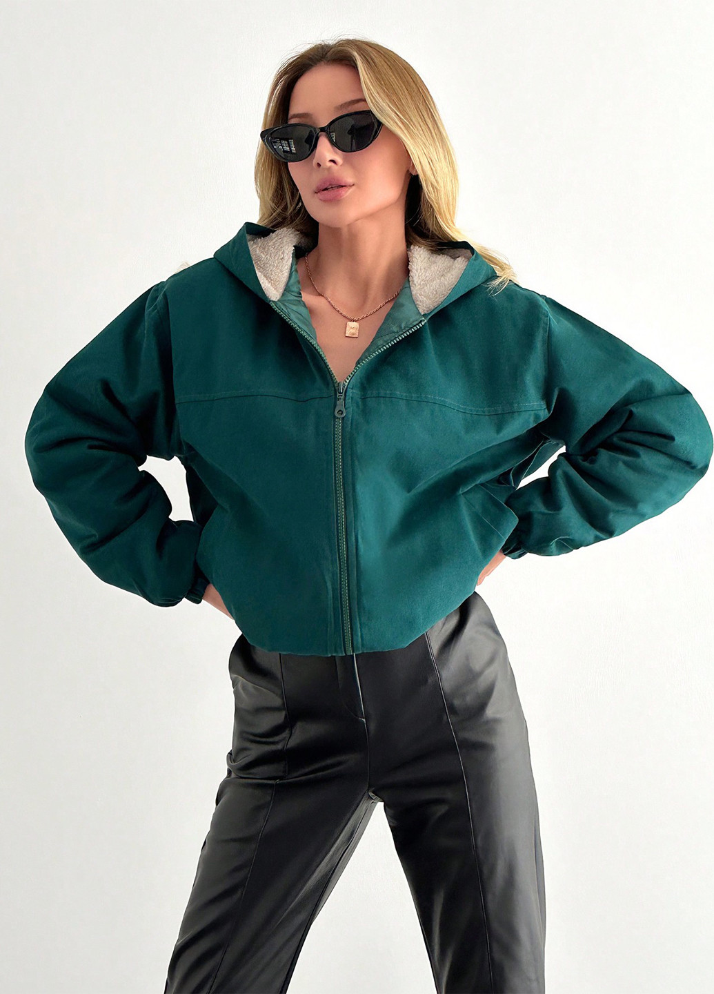 Темно-зеленая зимняя куртка SHEIN