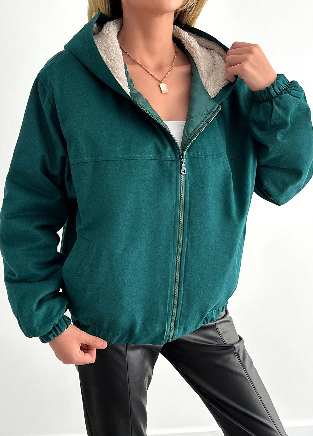 Темно-зеленая зимняя куртка SHEIN