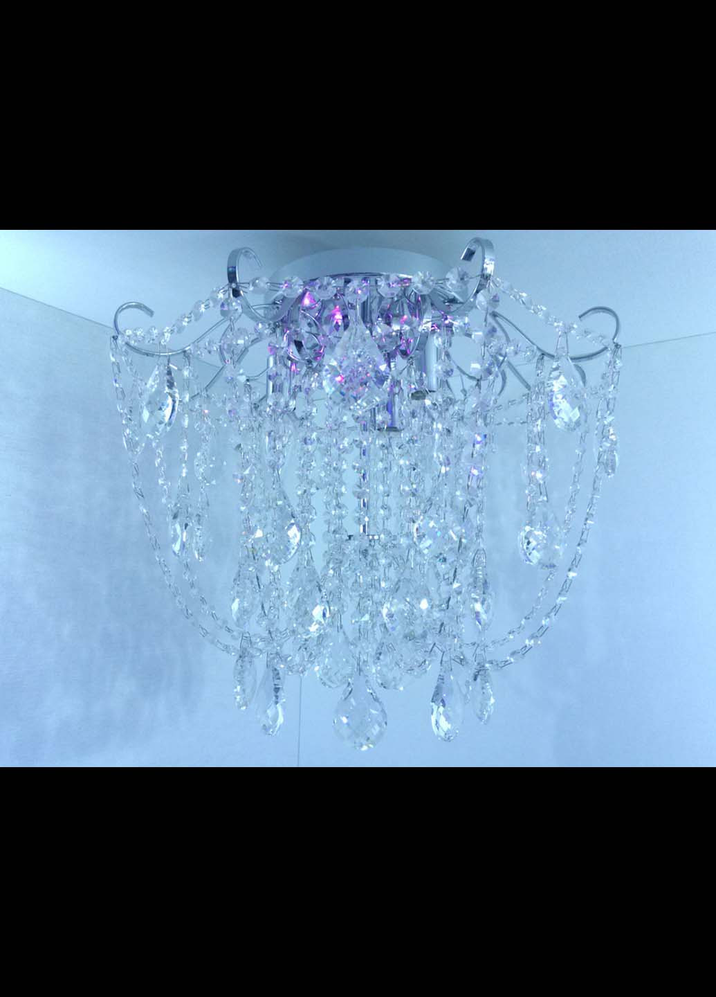 Люстра стельова кришталева з пультом 90080/4 Хром 42х45х45 см. Handmade (234538178)