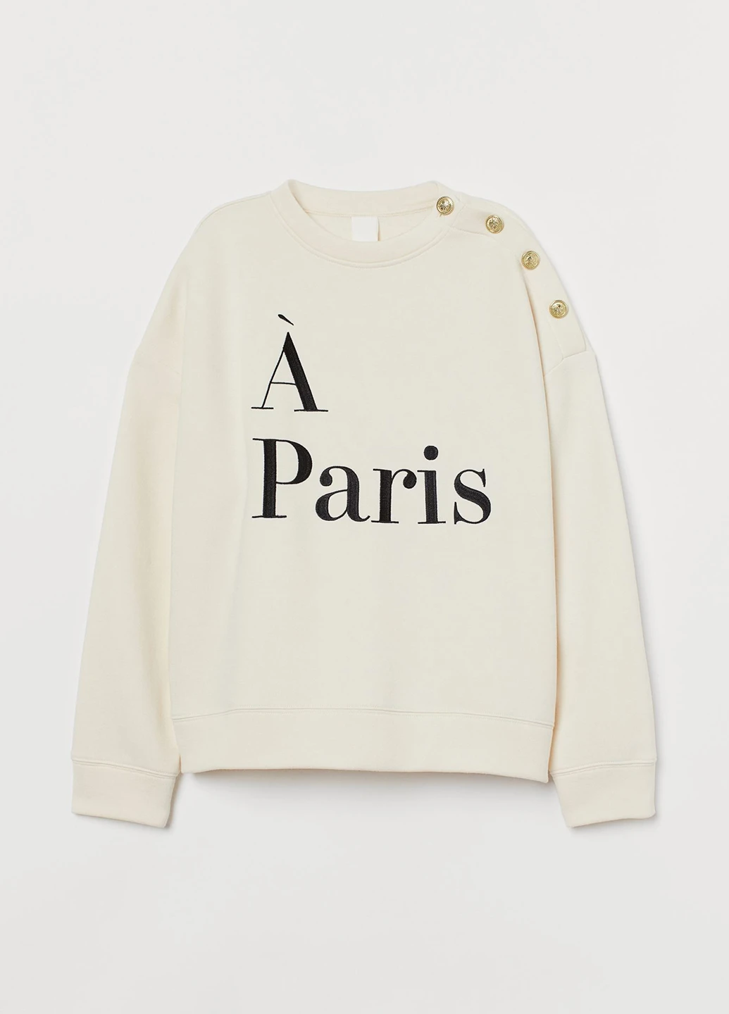 Білий світшоти H&M напис гудзики (222302690)