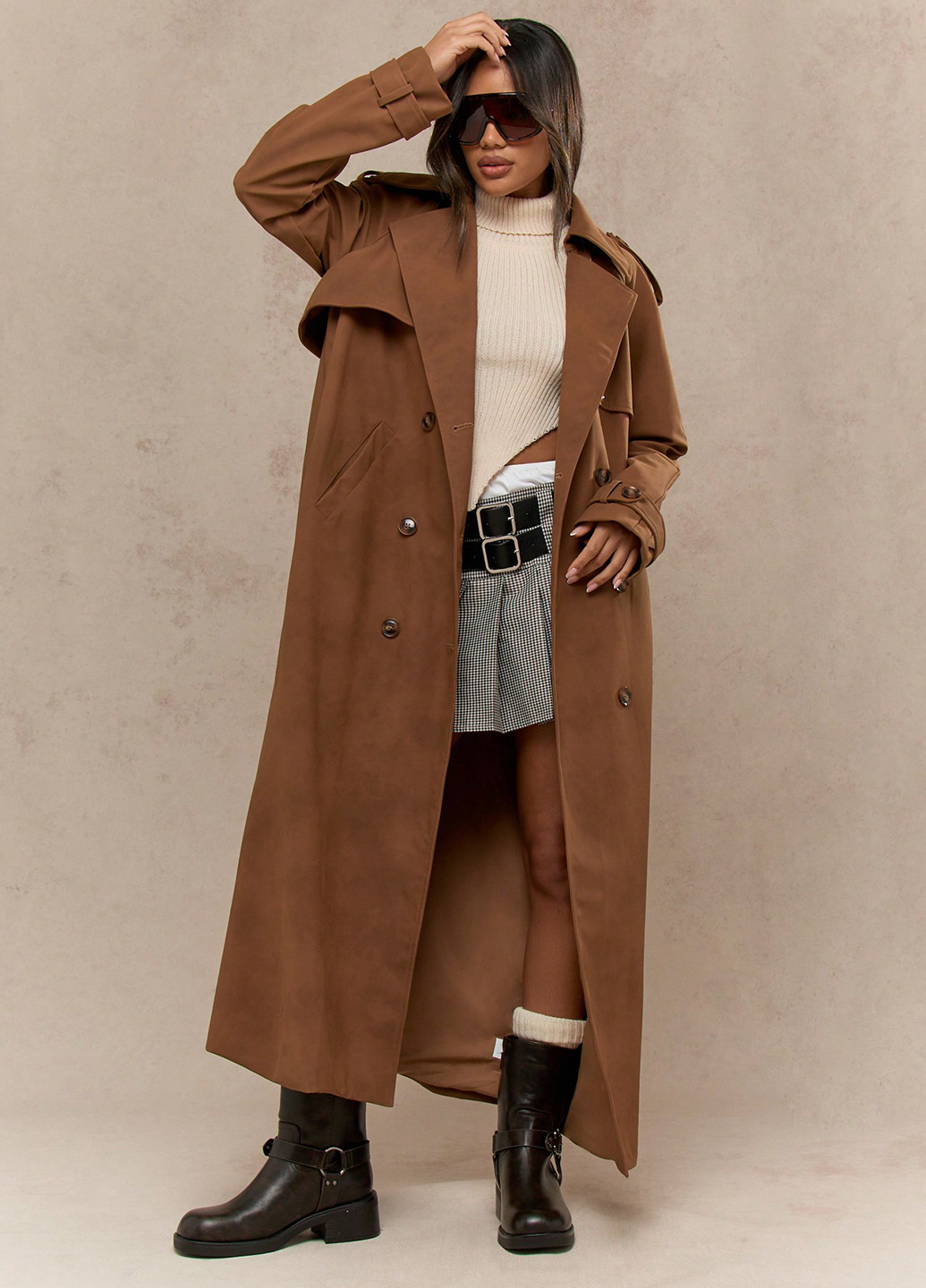 Плащ SHEIN тренчкот на пуговицах демисезон (334101757)