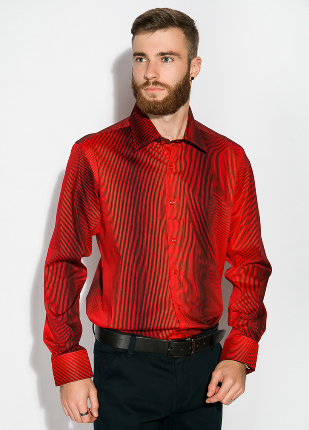 Красная кэжуал рубашка в полоску Time of Style с длинным рукавом