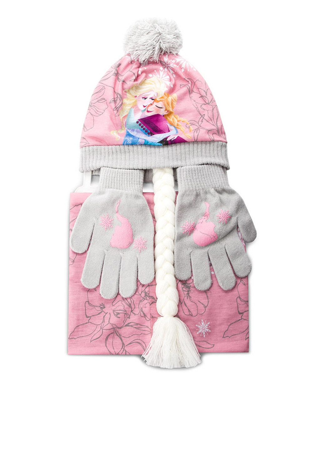 Розовый демисезонный комплект (шапка, баф, перчатки) Frozen ACCCS-AW18-14DFR