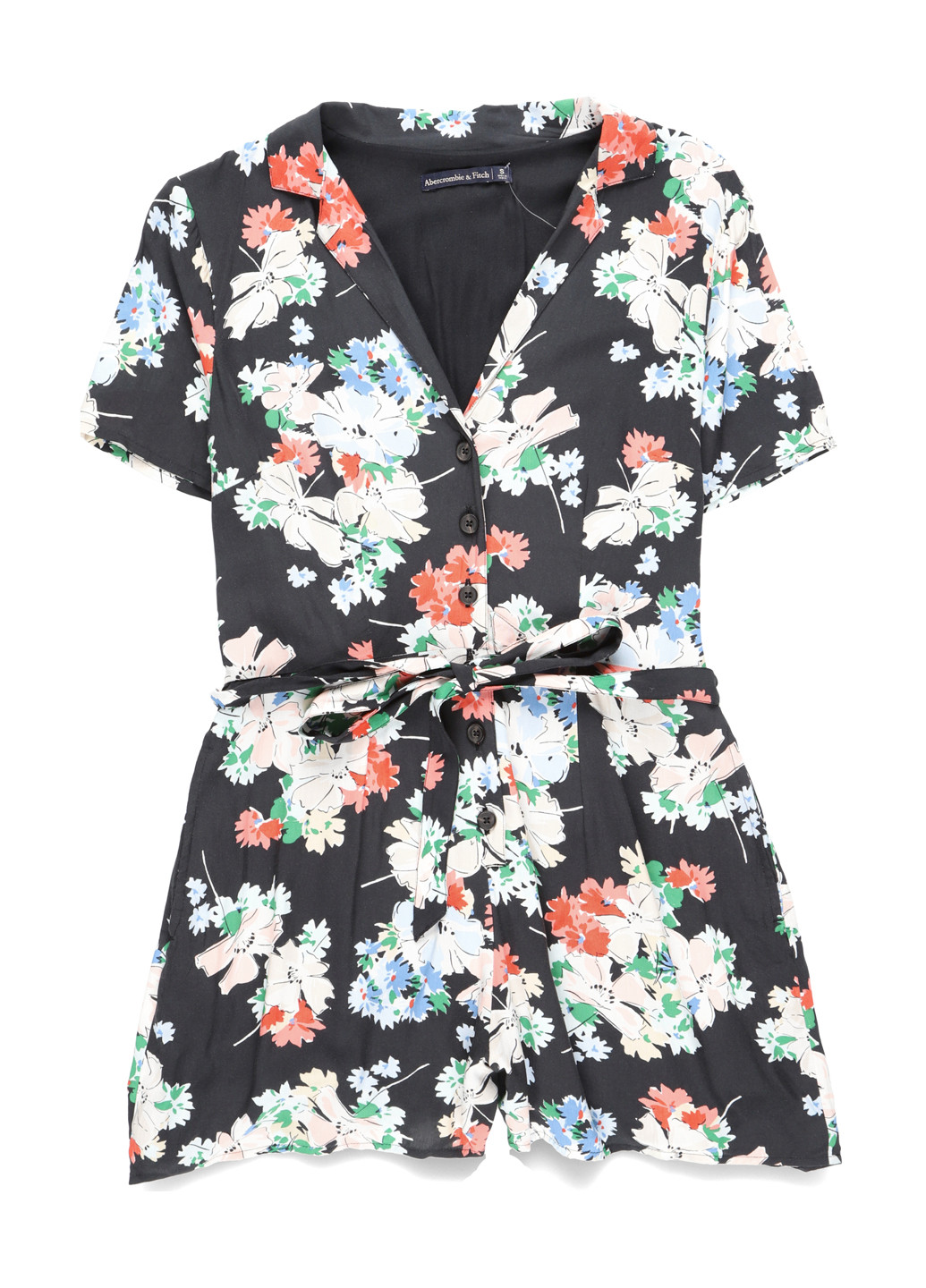 Комбінезон Abercrombie & Fitch комбінезон-шорти квітковий чорний кежуал віскоза