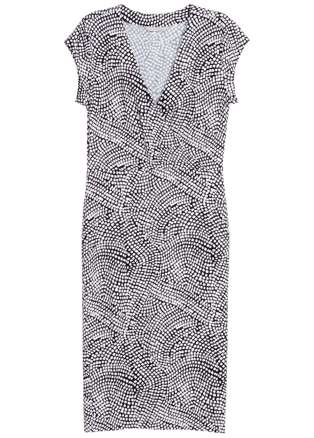 Черно-белое кэжуал платье футляр H&M с абстрактным узором