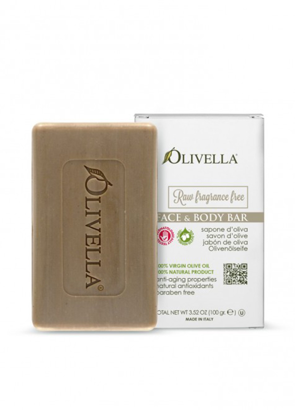 Мило для обличчя і тіла, для чутливої шкіри, не ароматизоване, на основі оливкової олії, 100 гр Olivella (185402085)