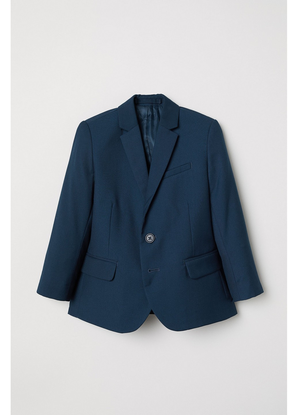 Пиджак H&M однотонный тёмно-синий кэжуал полиэстер