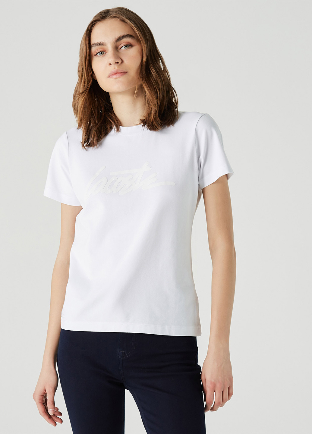 Белая летняя футболка Lacoste