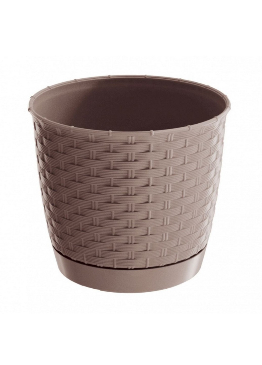 Горщик для квітів RATOLLA Н-16.5 см круглий з підставкою мокка (70764-7529) Prosperplast (221634738)