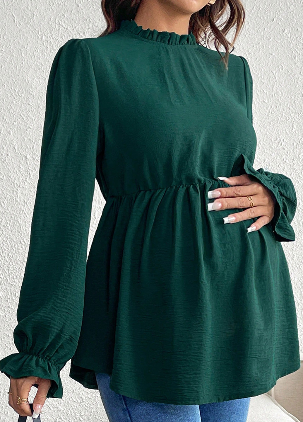 Темно-зелёная блуза для беременных SHEIN