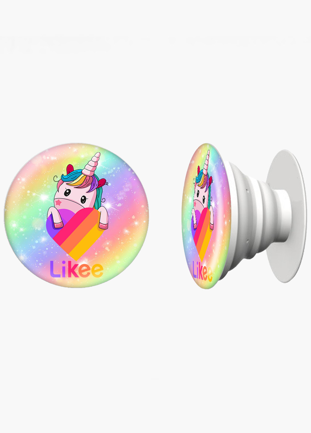 Попсокет (Popsockets) тримач для смартфону Лайк Єдиноріг (Likee Unicorn) (8754-1597) Чорний MobiPrint (216748411)