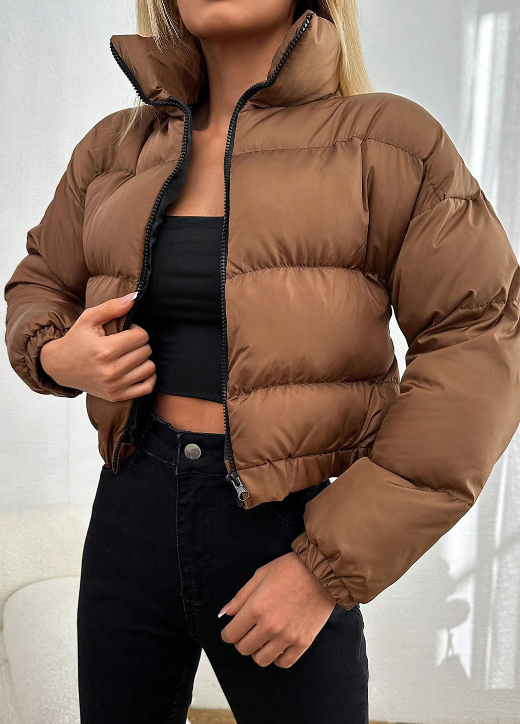 Коричневая демисезонная куртка куртка-пальто SHEIN