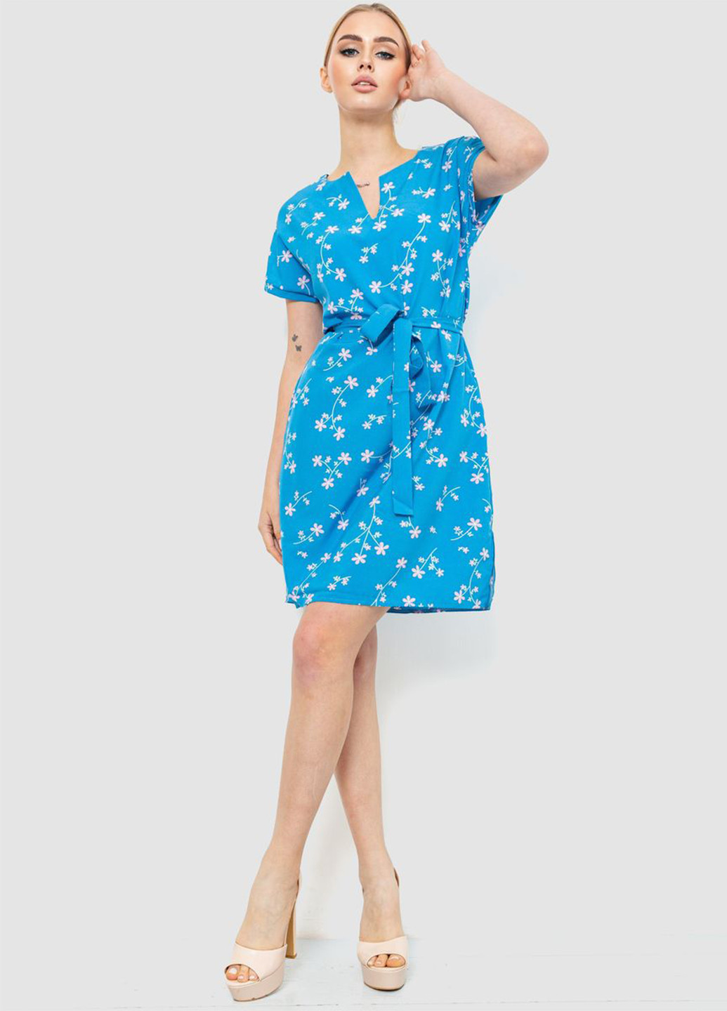 Темно-голубое кэжуал платье Ager с цветочным принтом