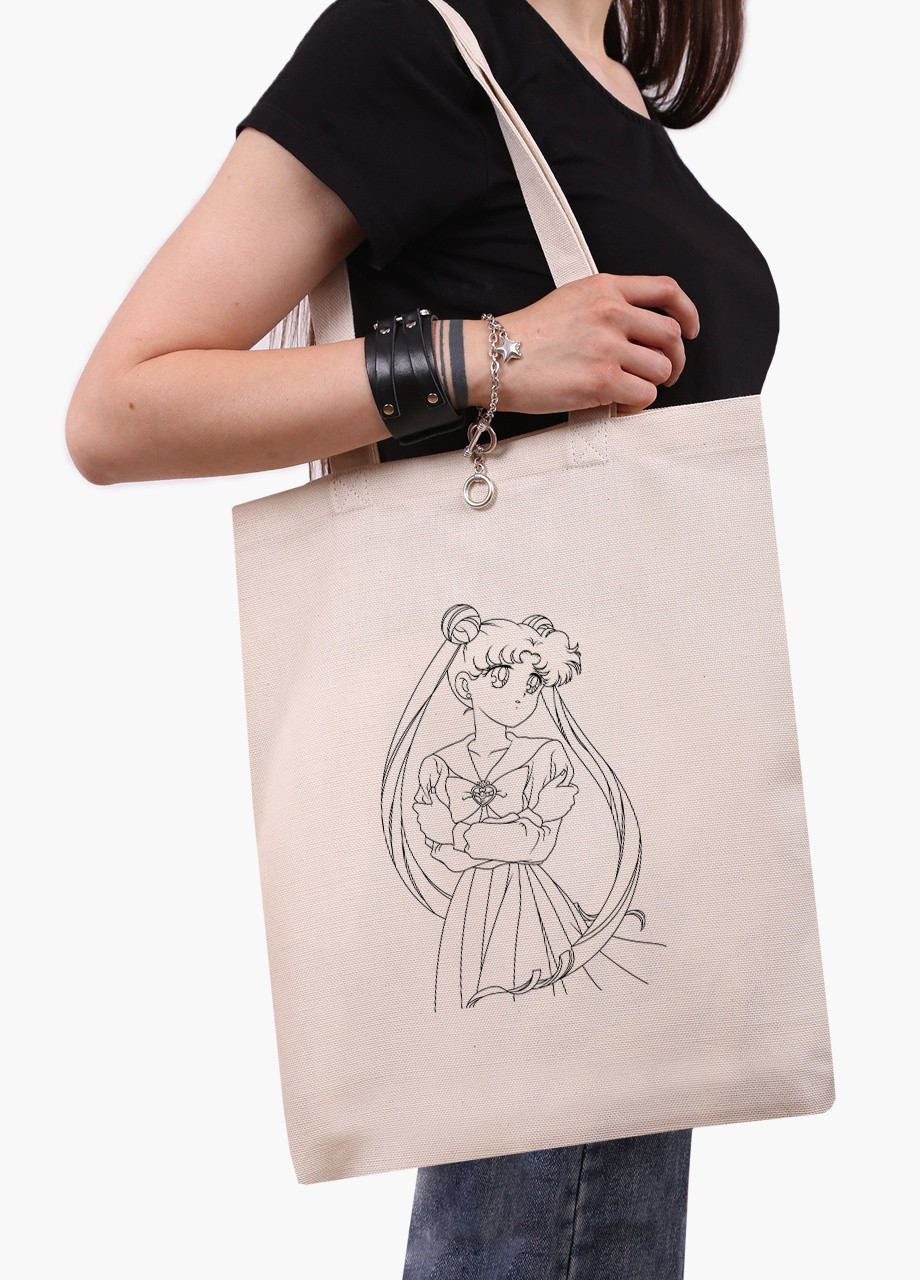 Эко сумка шоппер белая аниме Сейлор Мун (anime Sailor Moon) (9227-1768-WT) экосумка шопер 41*35 см MobiPrint (216642074)
