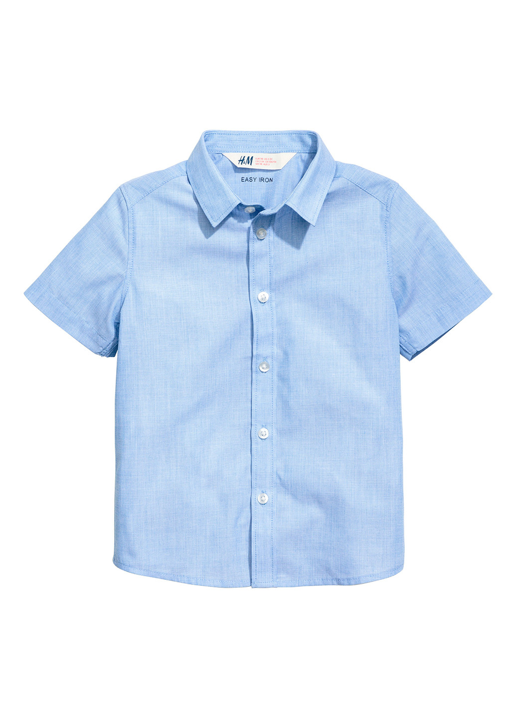 Светло-синяя классическая рубашка H&M с коротким рукавом
