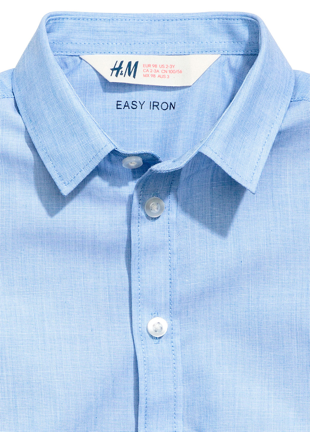 Светло-синяя классическая рубашка H&M с коротким рукавом