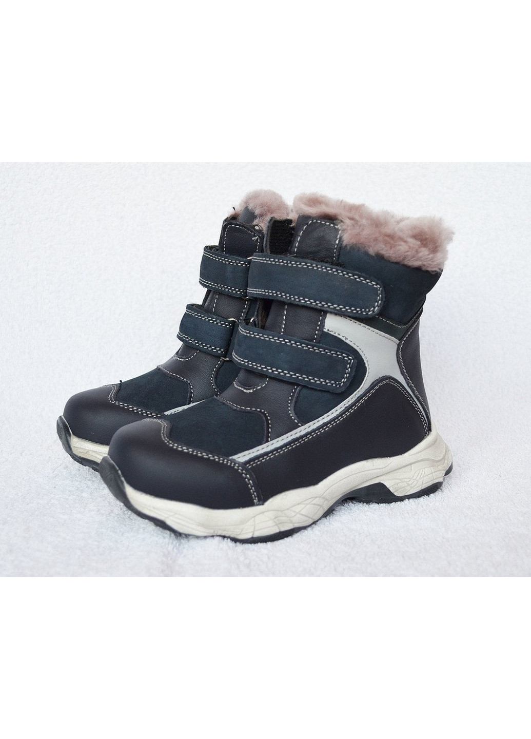 Темно-синие кэжуал зимние кожаные ботинки Biki