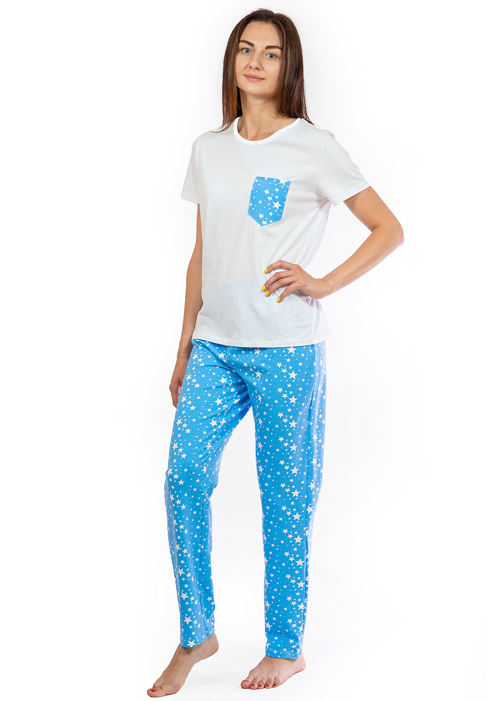 Блакитна всесезон комплект жіночий (футболка та штани) футболка + штани Kosta